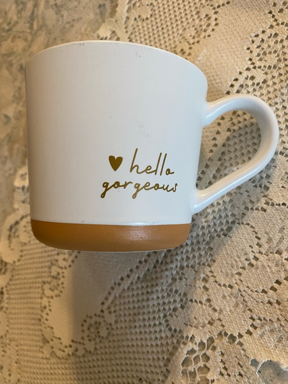 Threshold Hello Gorgeous White Ceramic Mug with Gold Accent